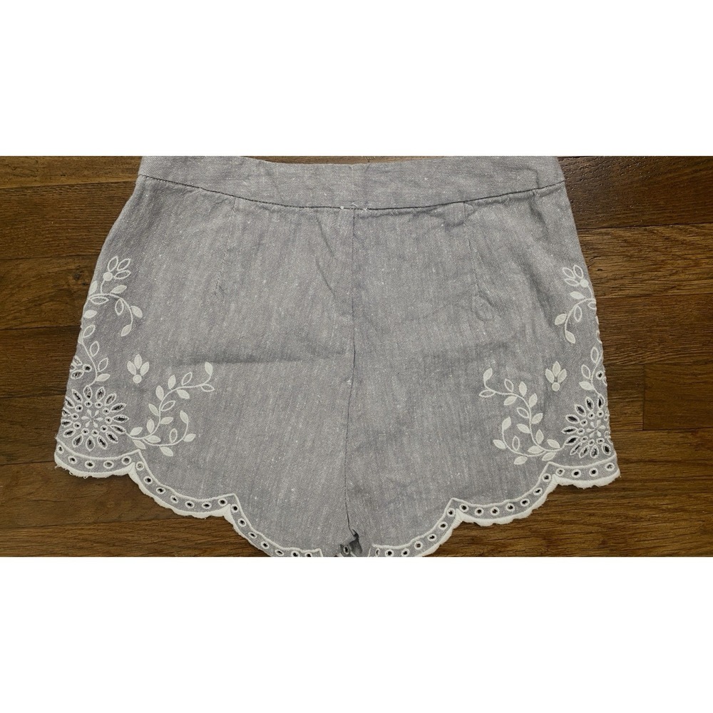 Free People Linen Blend Shorts Womens Size 2 Embroidery Coastal Resort Wear - Picture 2 of 10